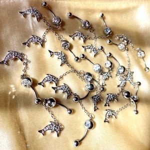 🌳 4/$20 NEW Dolphin Dangle 14g Belly Ring